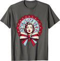Retro Confetti Celebration Red White and Blue T-Shirt - Asphalt Grey