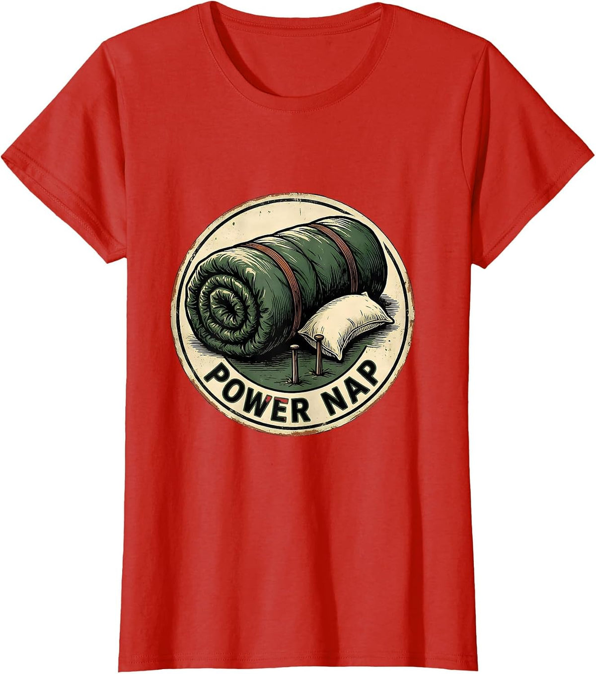 Power Nap Vintage Camping Humor Camp Counselor Hiker T-Shirt - Red