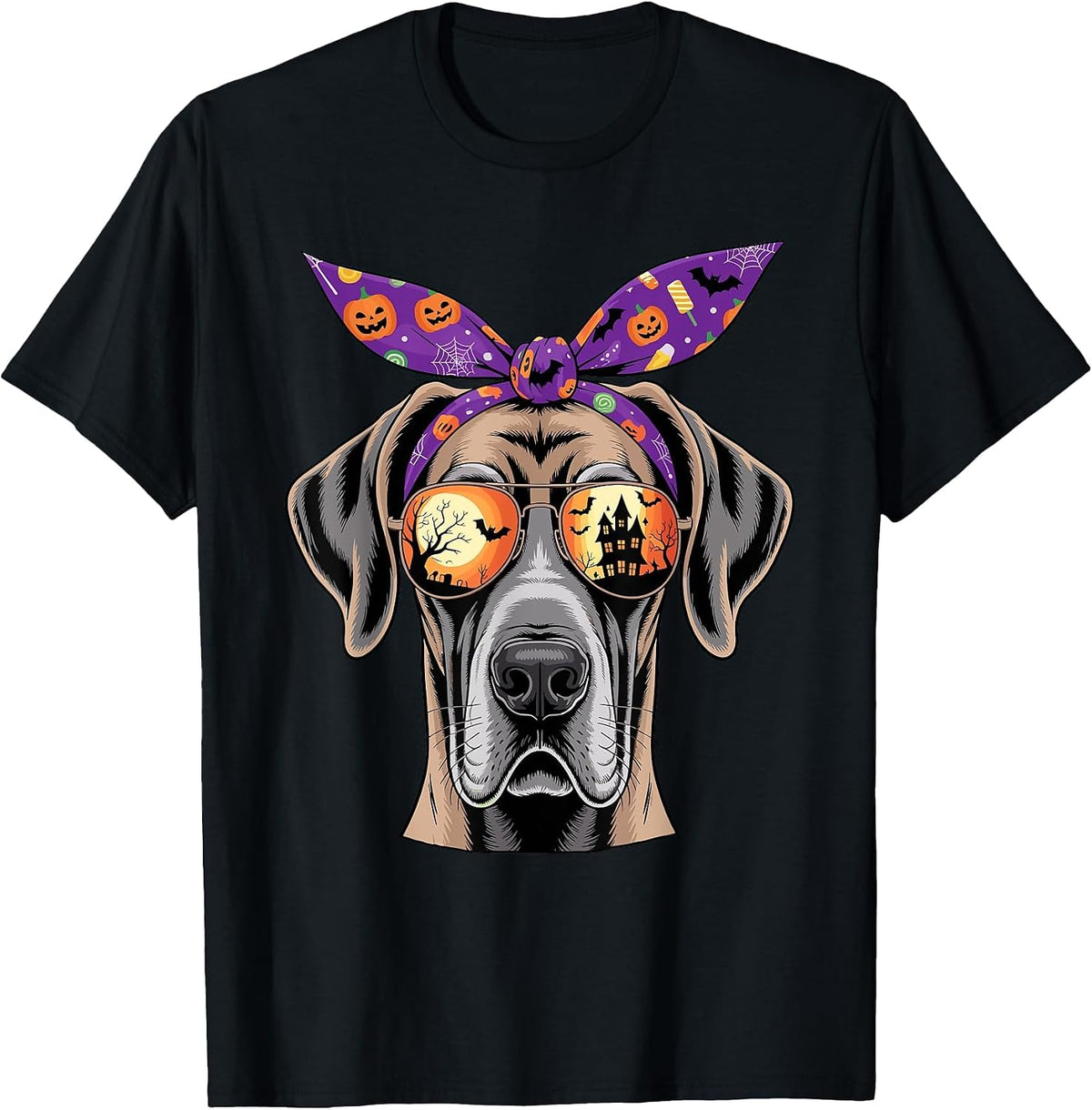 Halloween Bandana Great Dane T-Shirt - Black