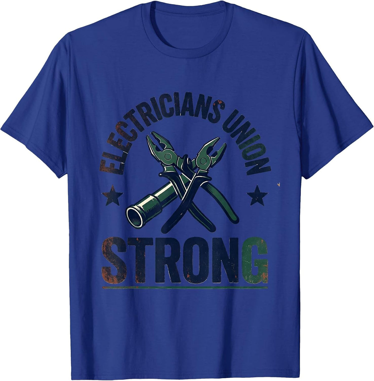 Men's Electricians Union Strong Vintage Skilled Trades Labor Pride T-Shirt - Royal Blue
