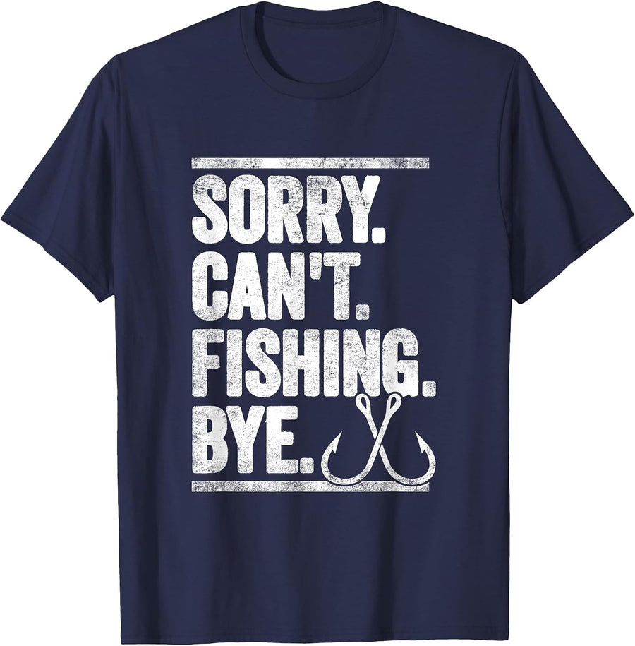 Sorry Can't Fishing Bye Funny T-Shirt - Navy Blue