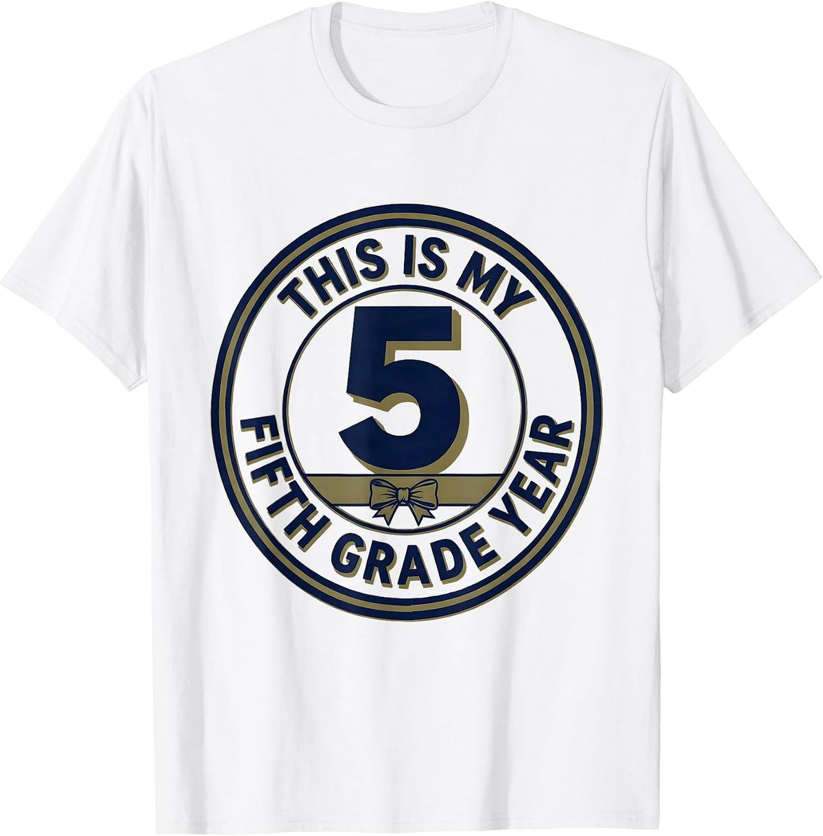 Men's This Is My Fifth Grade Year Playful Coquette Bow Back To T-Shirt - White