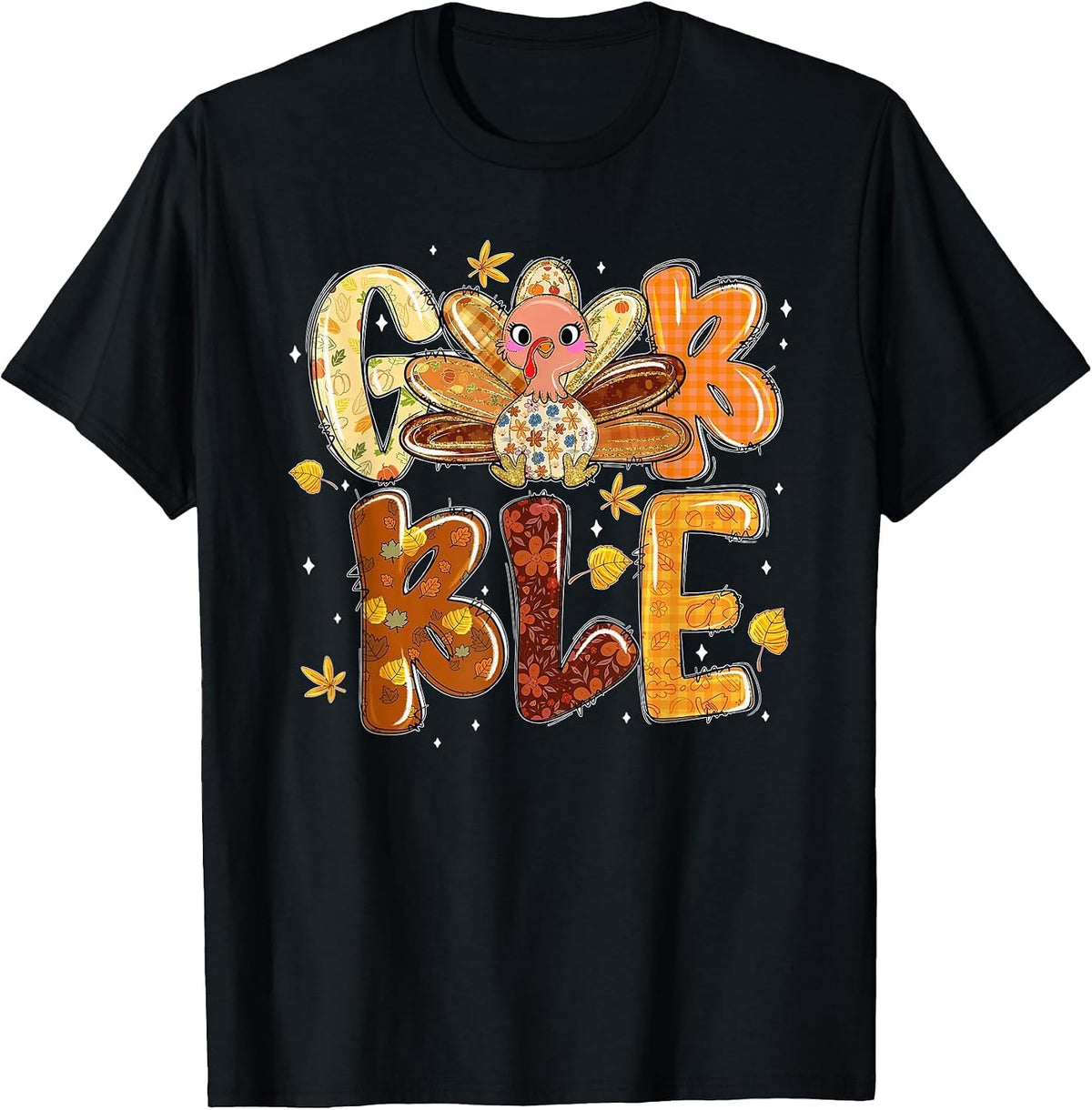 Gobble Coquette Bow Turkey Thankful Grateful Thanksgiving T-Shirt - Black