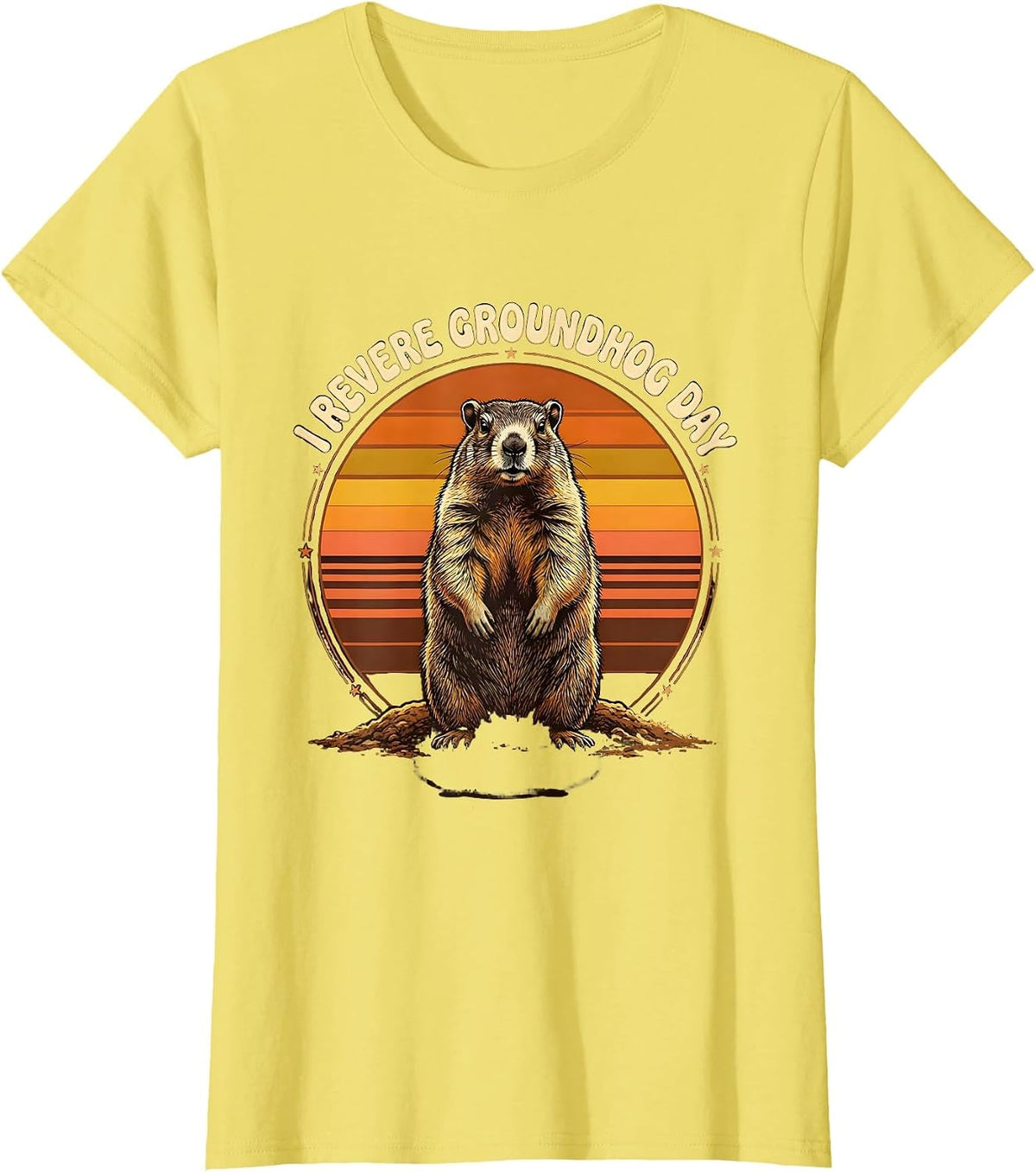 I Revere Groundhog Day Retro 70s Funny Groundhog Day Gift T-Shirt - Lemon Yellow