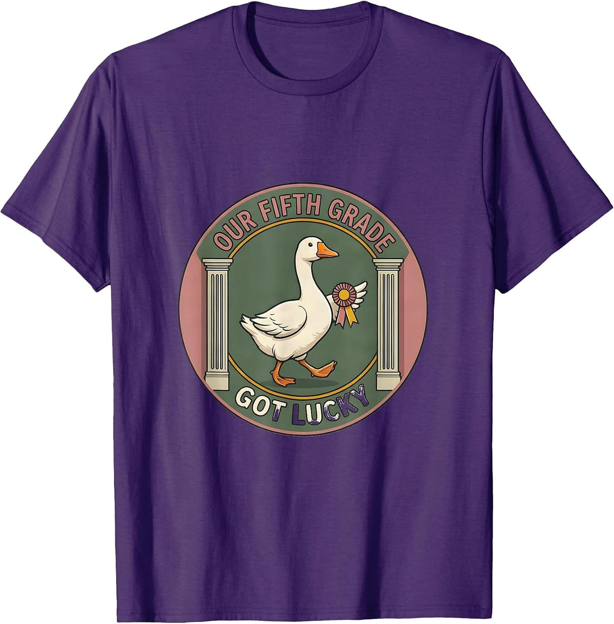 Men's Our Fifth Grade Got Lucky Cute Goose Teacher Back To School T-Shirt - Purple