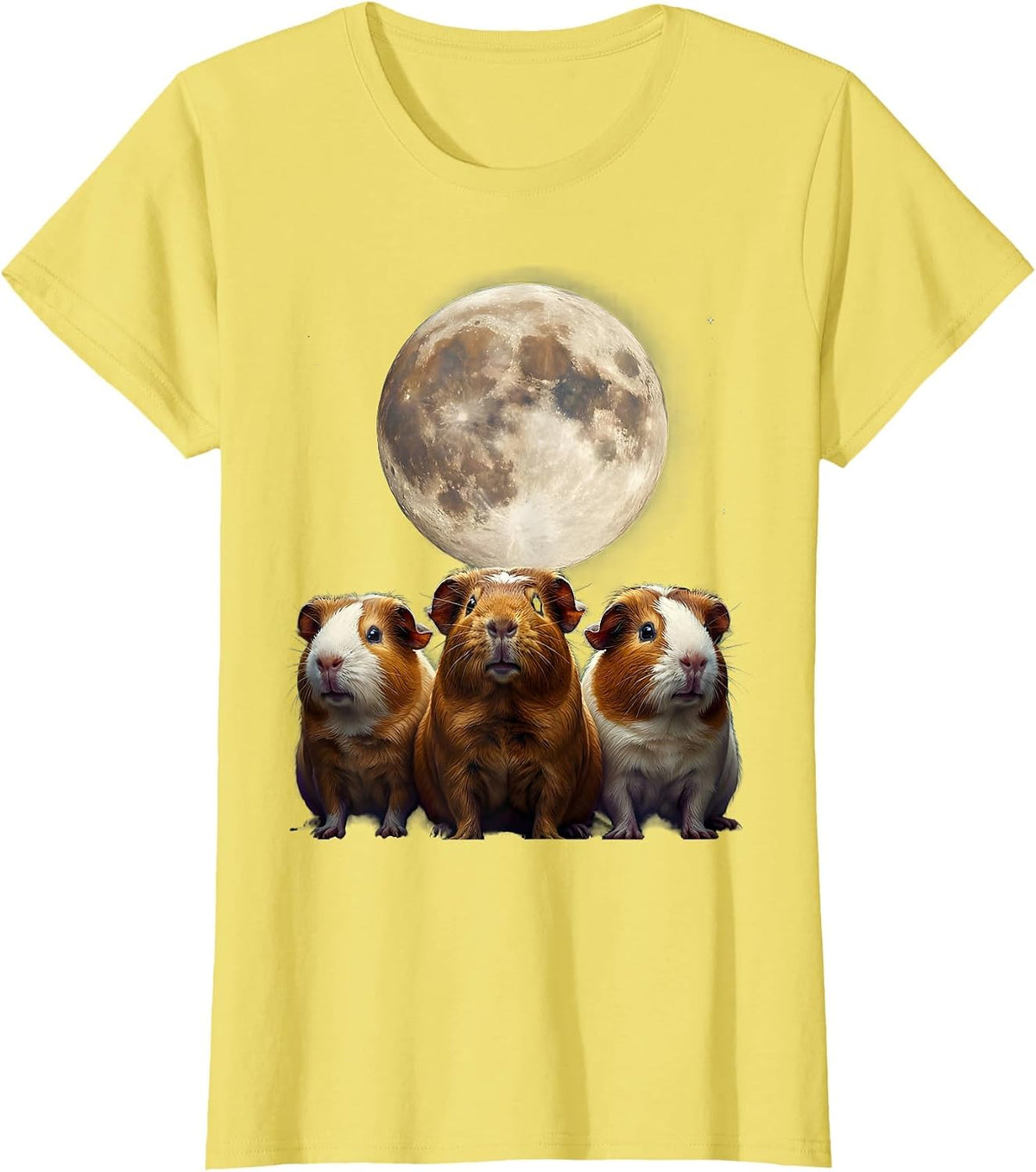 Women's Three Hairless Guinea Pigs Surreal Pet Lover Humor T-Shirt - Lemon Yellow
