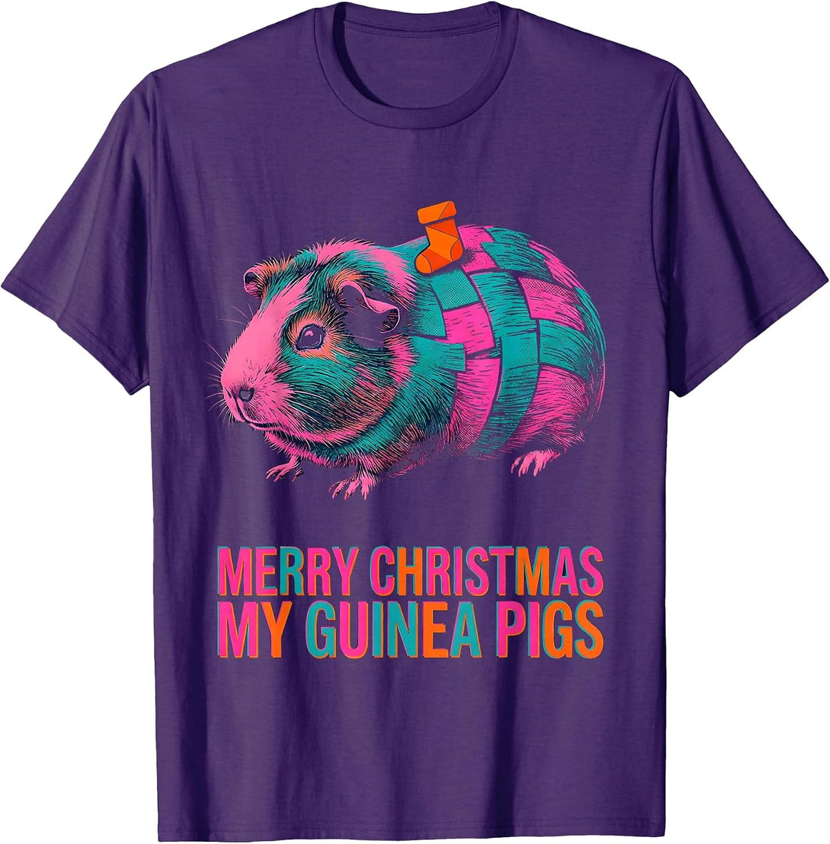 Merry Christmas My Guinea Pigs Funny Pet Lover Holiday T-Shirt - Purple