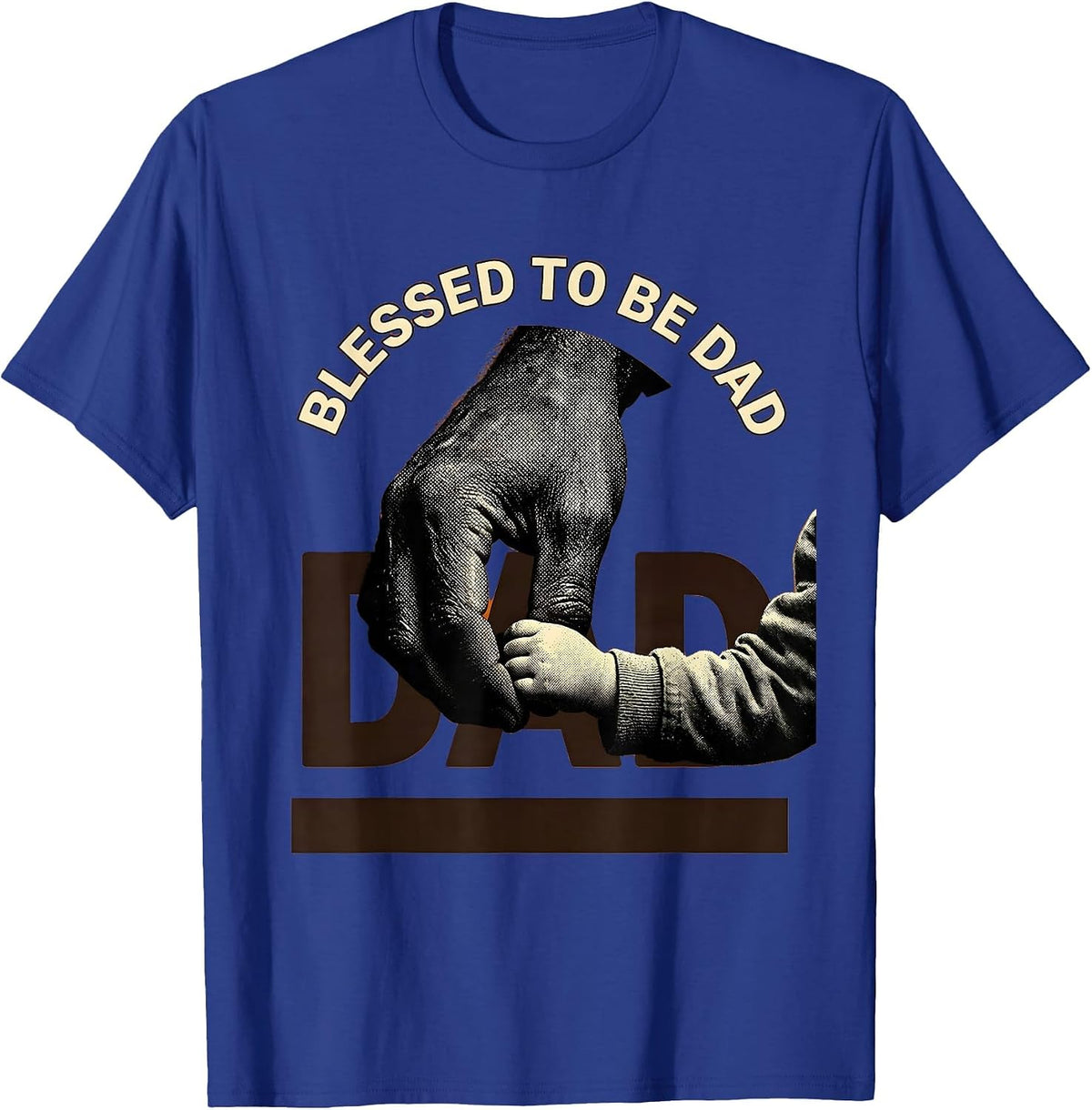 Men's Blessed to Be Dad Fatherhood Design T-Shirt - Royal Blue