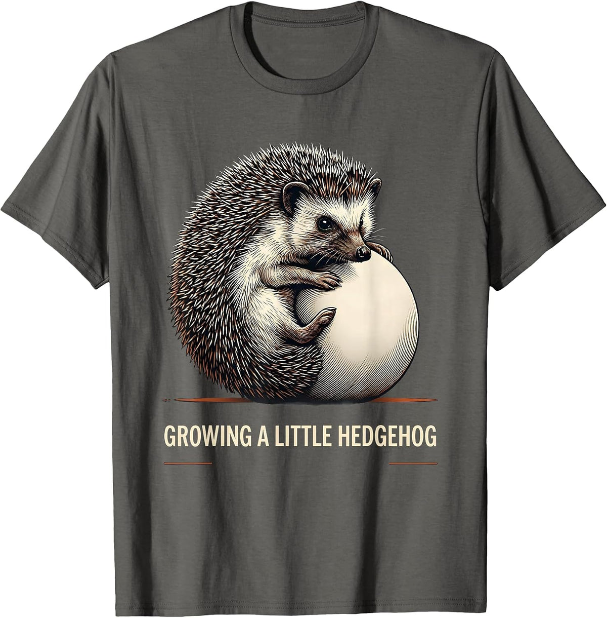 Men's Growing A Little Hedgehog Funny Pregnancy Announcement Mom T-Shirt - Asphalt Grey