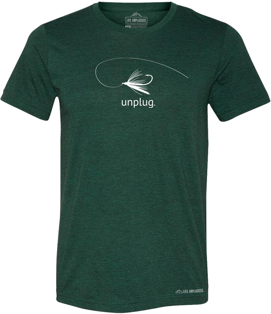 Fly Fishing Unplug Premium Triblend T-Shirt Men and Womens Quality Men’s Unisex Shirts - Dark Forest