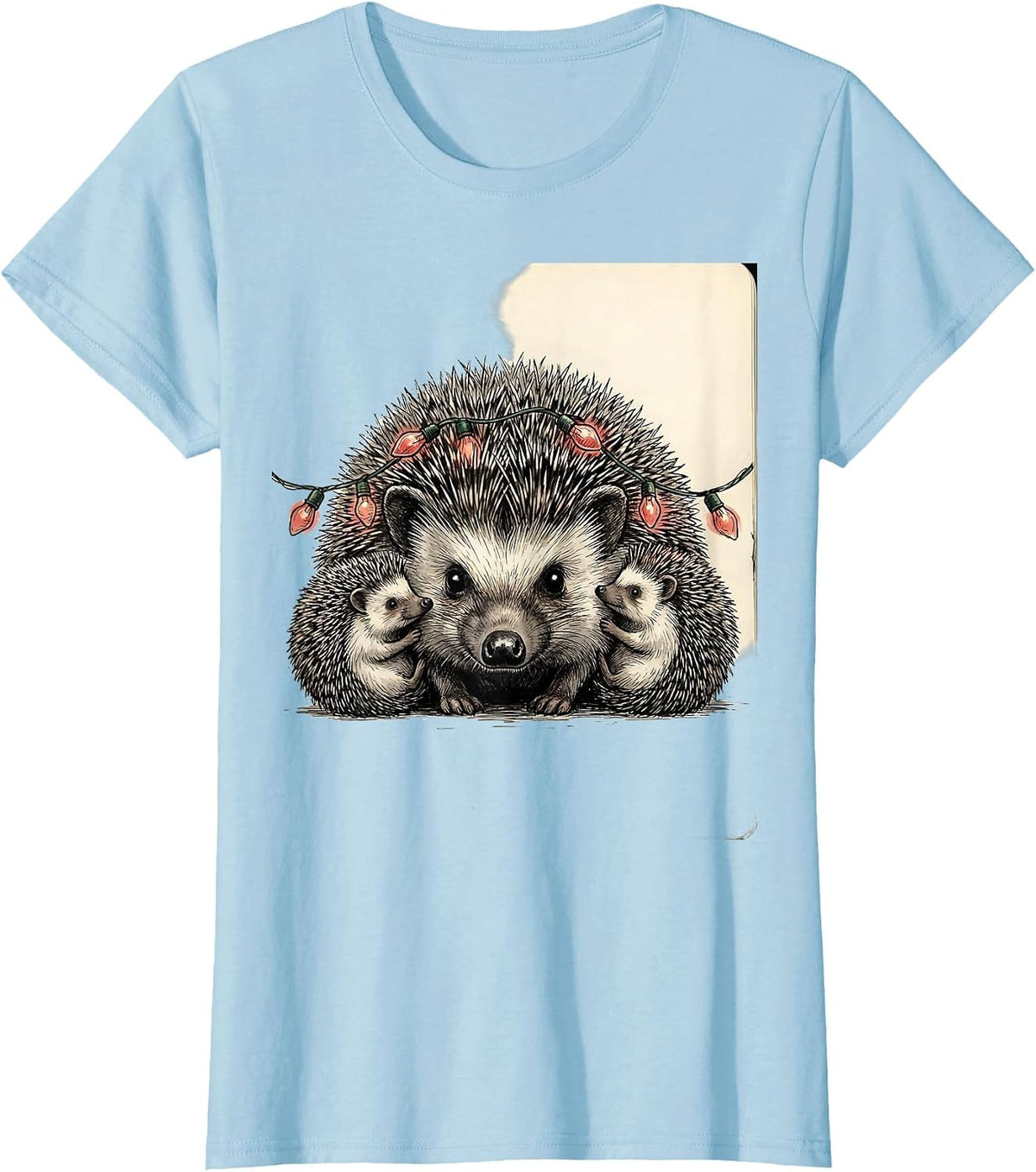 Women's Hedgehog Family Cute Christmas Animal Lover Holiday T-Shirt - Baby Blue