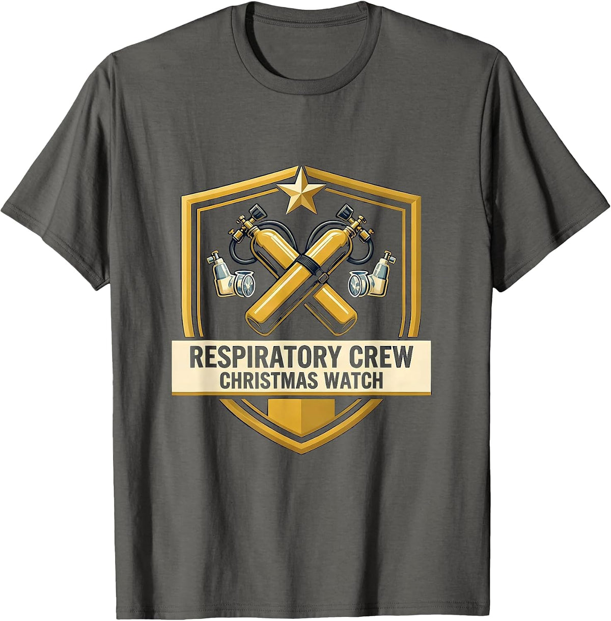 Respiratory Crew Christmas Watch Funny RT Gift T-Shirt - Asphalt Grey