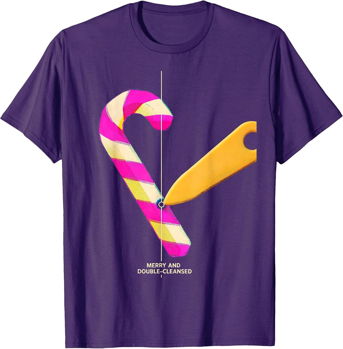 Men's Merry And Double-Cleansed Risograph Esthetician Dermatology T-Shirt - Purple