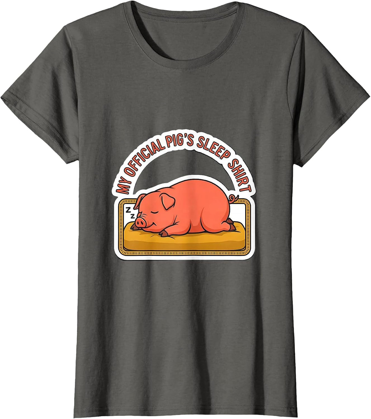 Women's My Official Pig's Sleep Shirt Funny Animal Pajama Pig Lover T-Shirt - Asphalt Grey