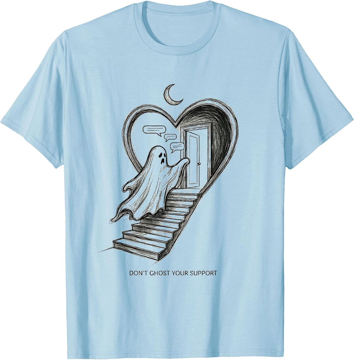 Men's Don't Ghost Your Support Mental Health Halloween Ghost T-Shirt - Baby Blue