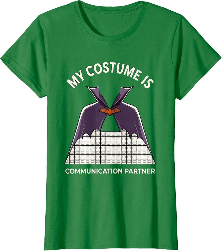 Women's My Costume Is Communication Partner Whimsical SLP Teacher T-Shirt - Kelly Green