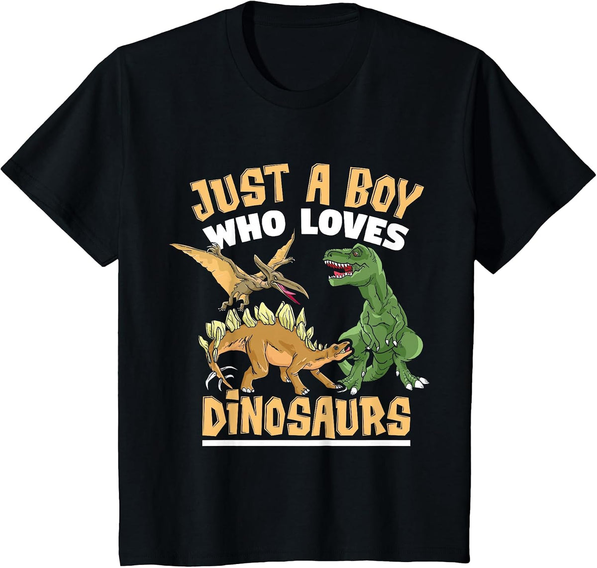 Just a Boy Who Loves Dinosaurs Schoolboys and Paleontologist T-Shirt - Black