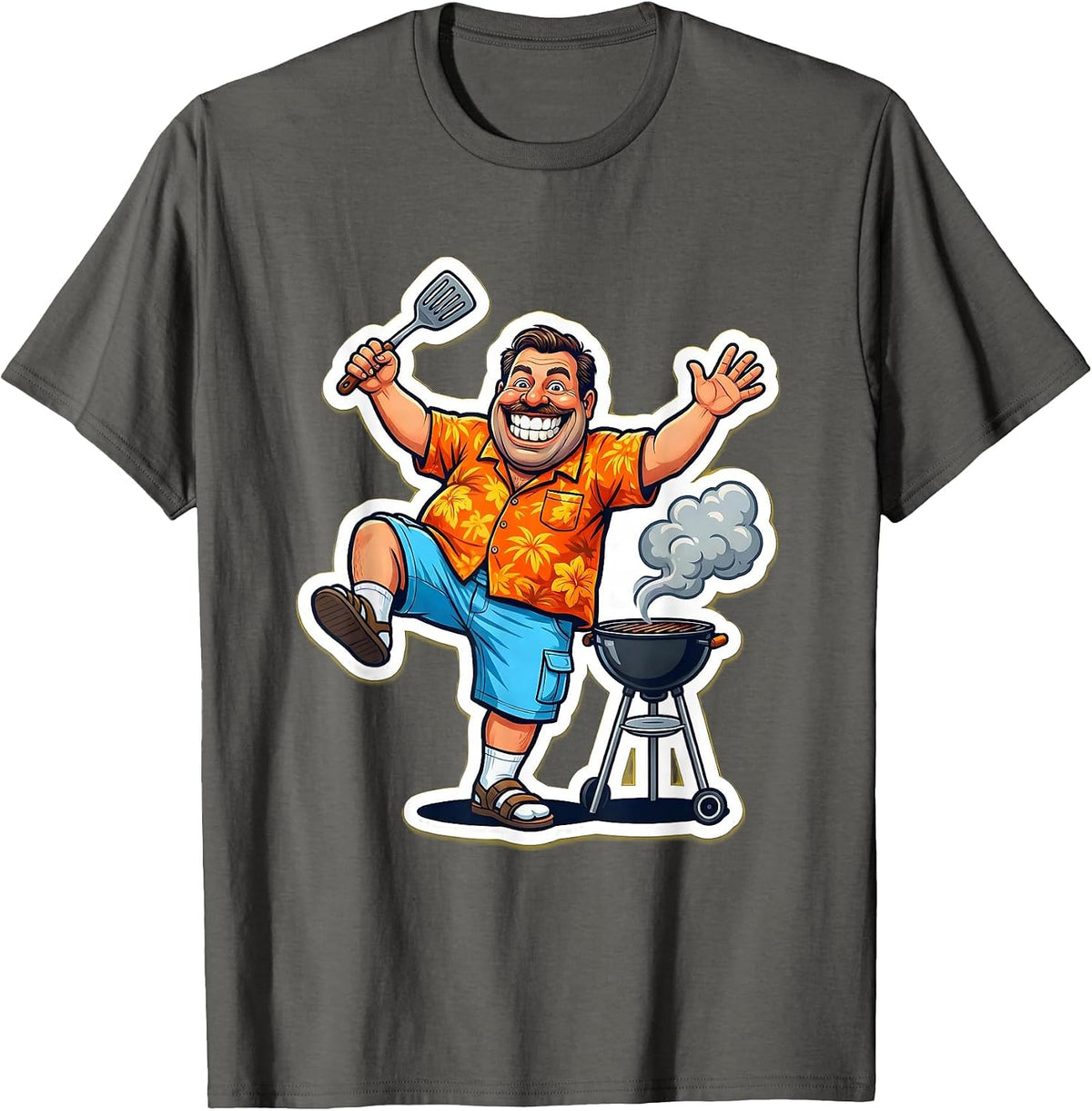 Men's Funny Dad Awkward Backyard BBQ Dance T-Shirt - Asphalt Grey