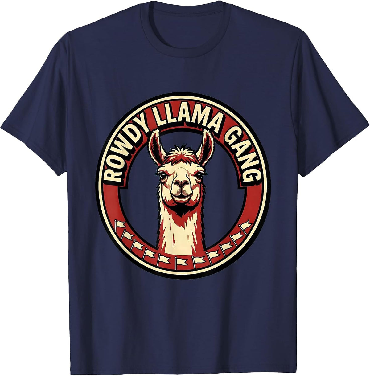 Rowdy Llama Gang Funny Llama Lover Novelty Gift T-Shirt - Navy Blue