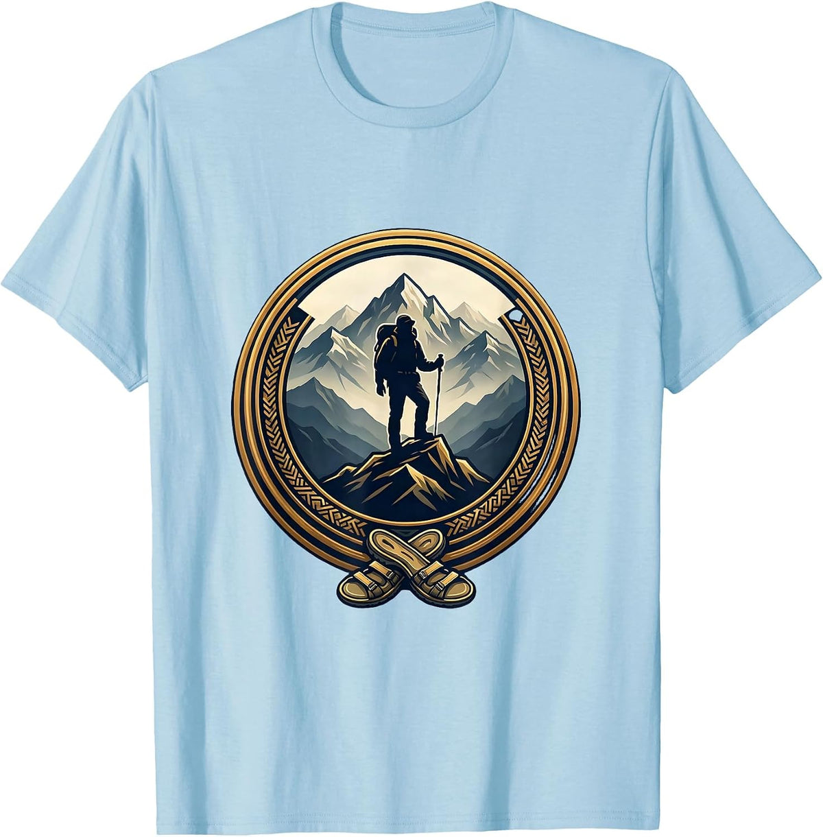 Men's Lone Hiker Silhouette Ridge at Dusk Graphic T-Shirt - Baby Blue