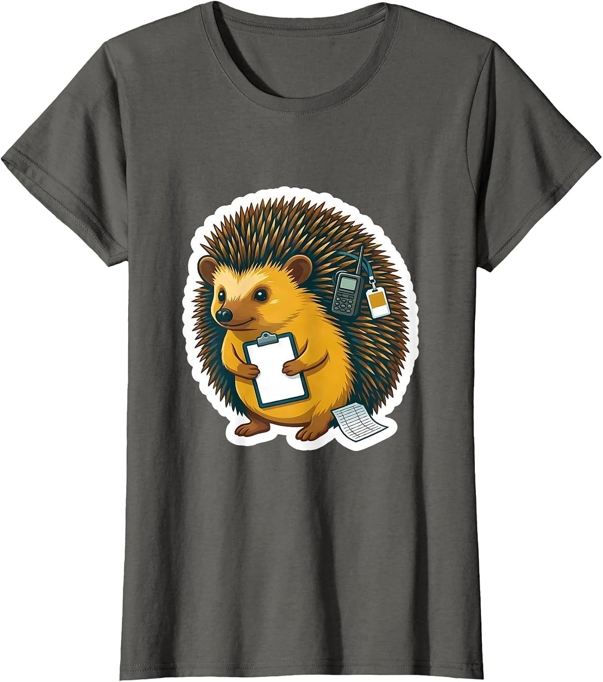 Women's Hedgehog Aide Para Normal Activities SPED Teacher Aide T-Shirt - Asphalt Grey