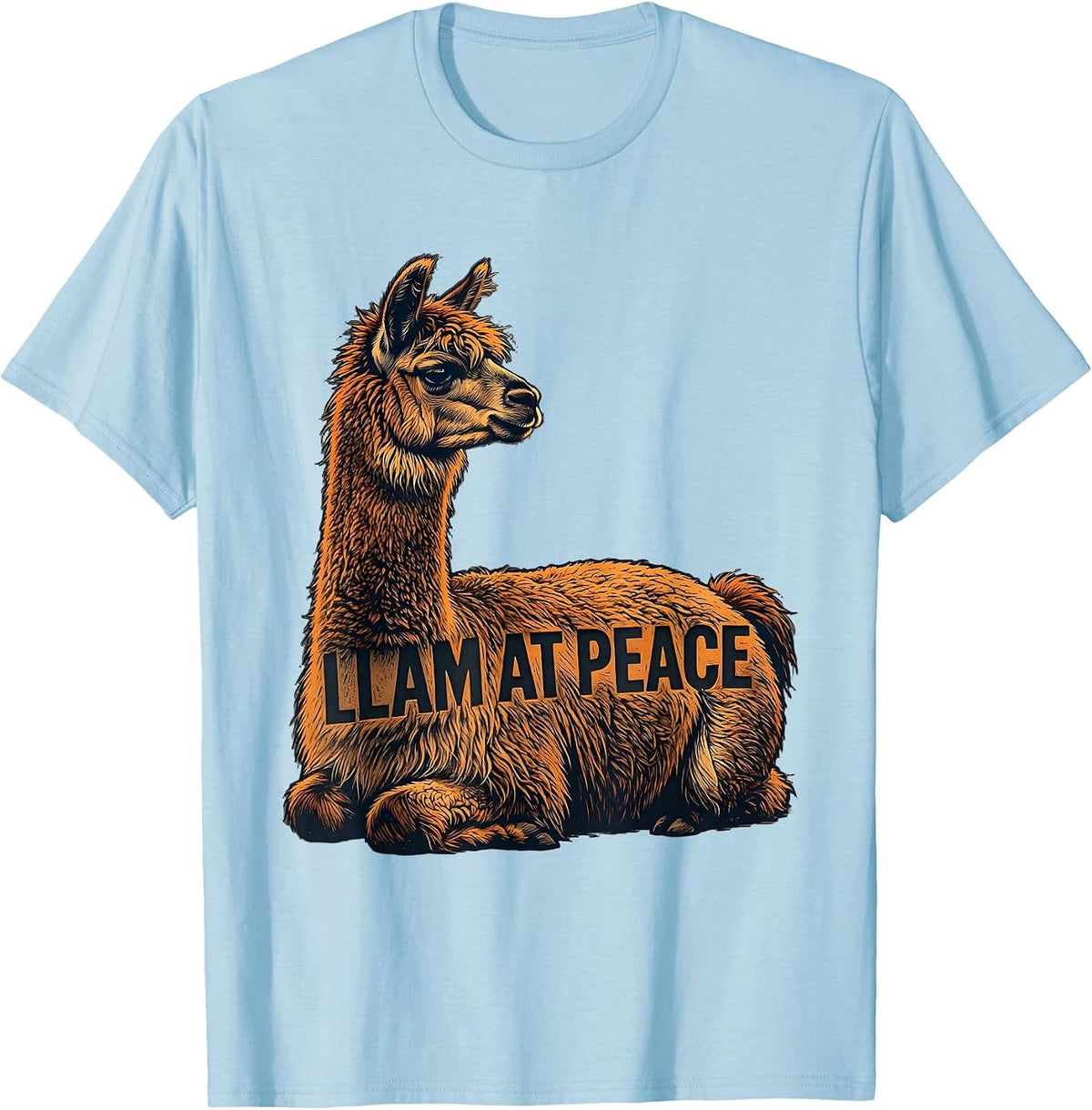 Men's Llam At Peace Funny Alpaca Humor Casual Gift T-Shirt - Baby Blue