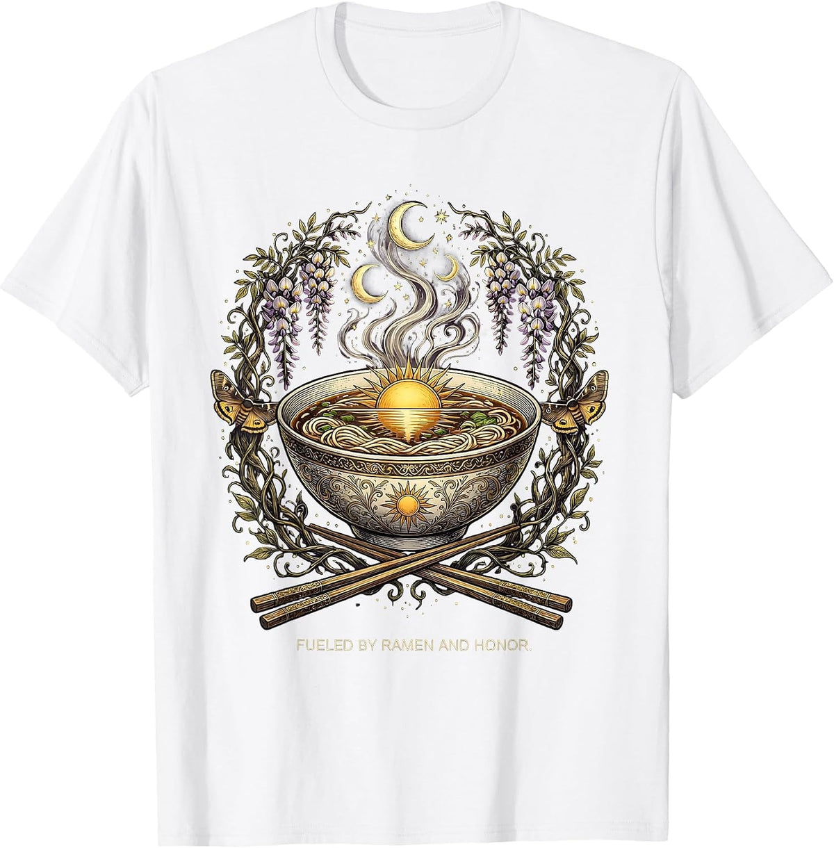 Men's Fueled by Ramen and Honor Japanese Design T-Shirt - White