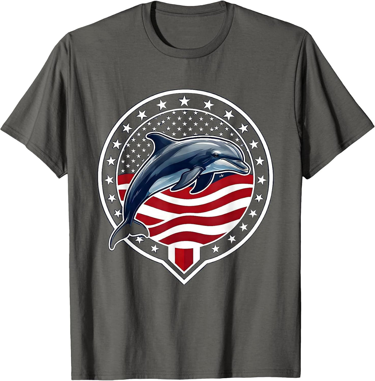 Bottlenose Dolphin Leaping Gulf of America T-Shirt - Asphalt Grey