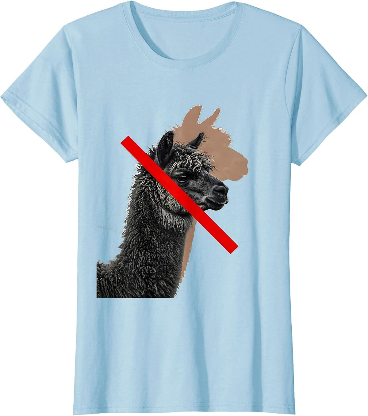 Women's Alpaca Profile Humor Casual T-Shirt - Baby Blue