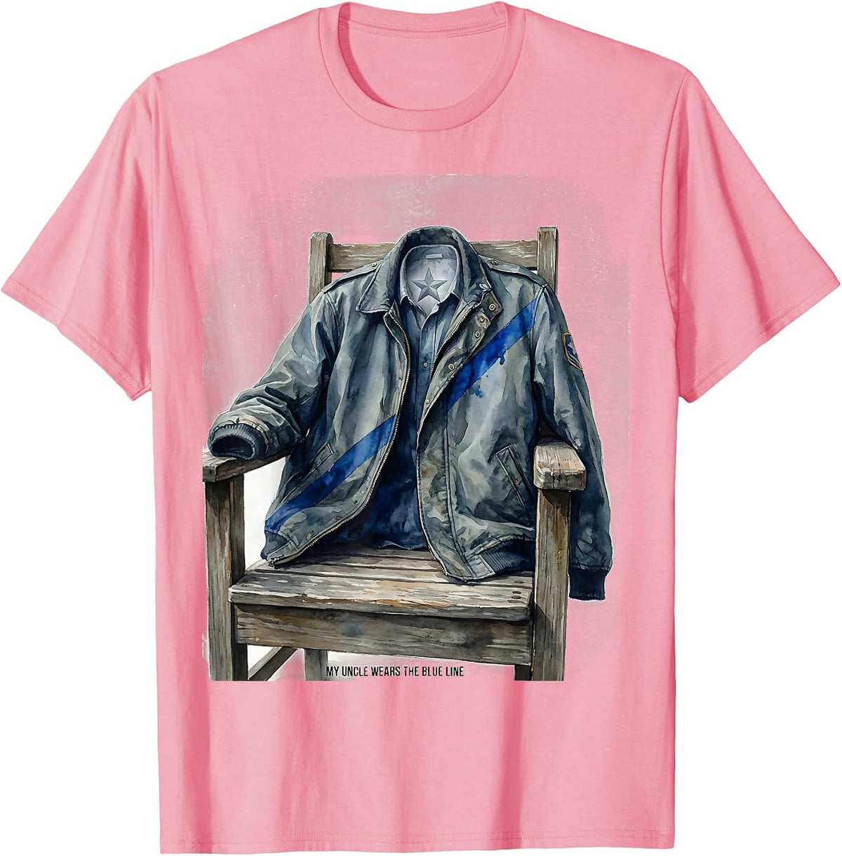 Men's My Uncle Wears The Blue Line Patriotic Thin Blue Line Police T-Shirt - Pink