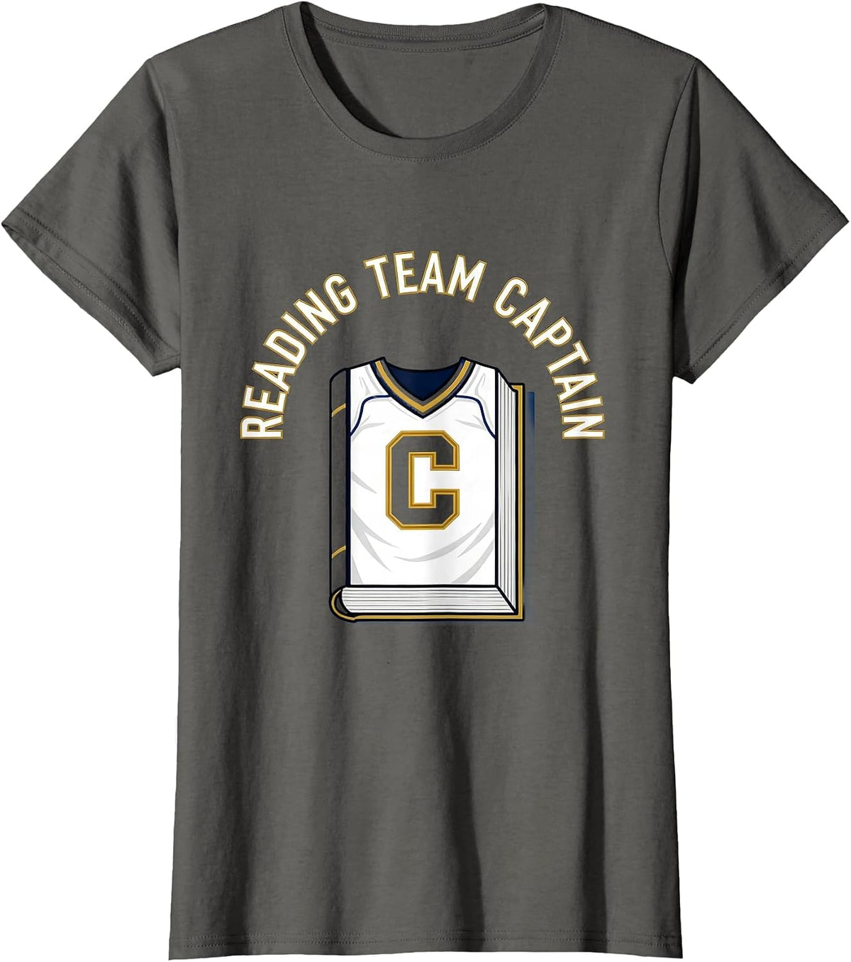 Women's Reading Is My Favorite Sport Team Captain Design T-Shirt - Asphalt Grey