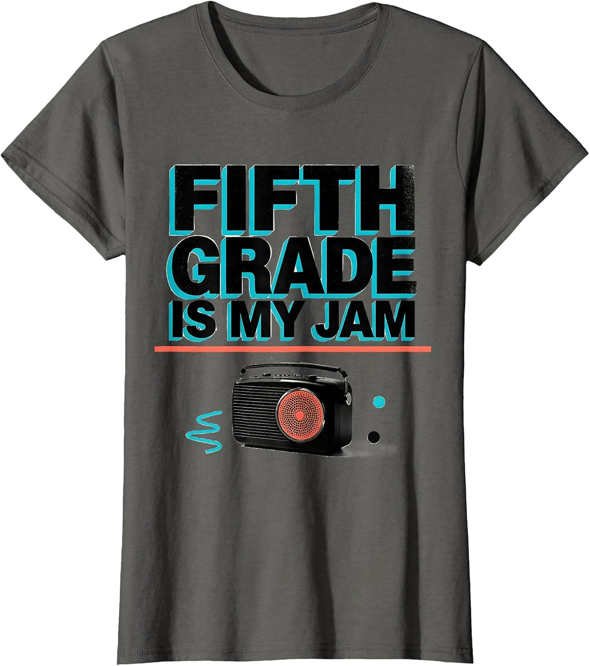 Women's Fifth Grade Is My Jam Retro Memphis Postmodern Back T-Shirt - Asphalt Grey