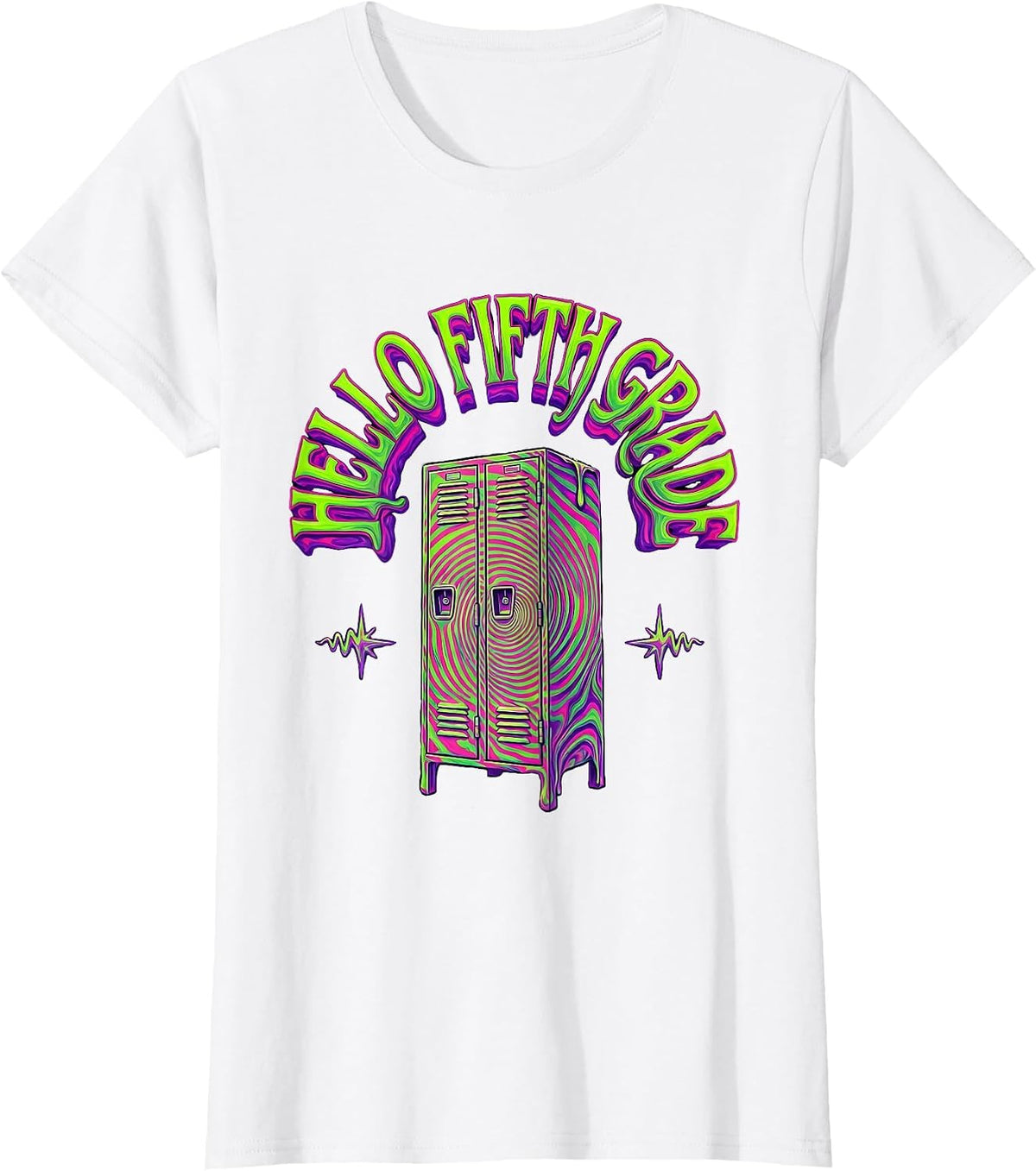 Women's Hello Fifth Grade Psychedelic Back To School 5th Grade T-Shirt - White