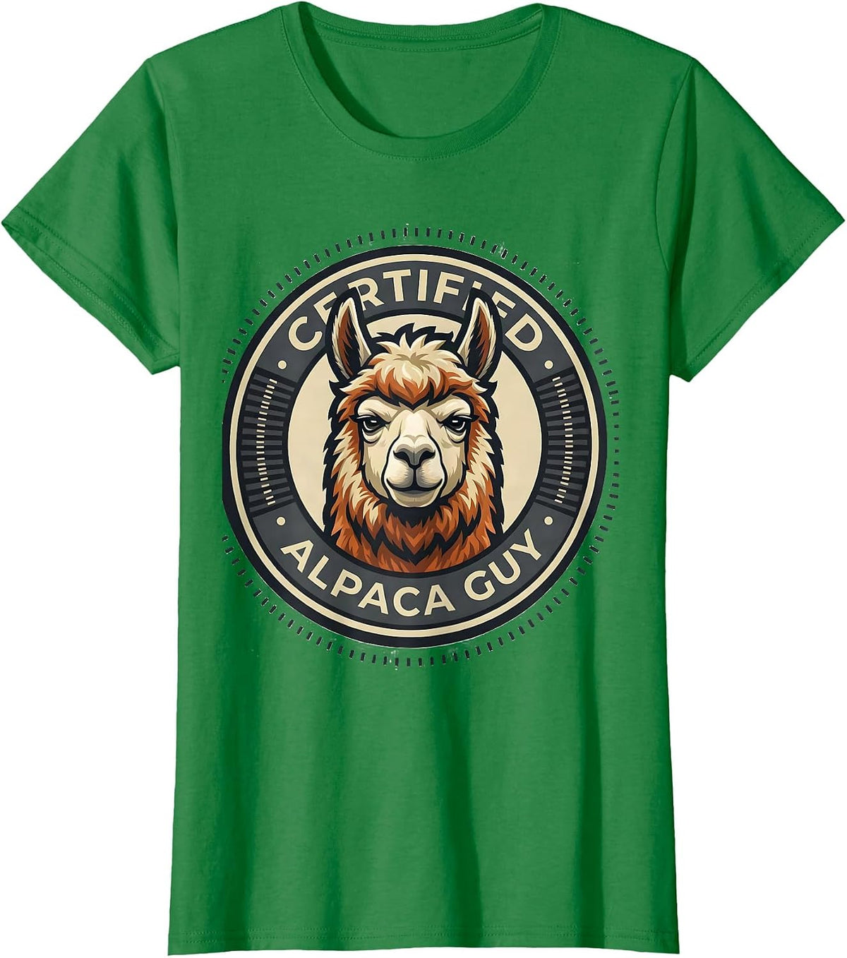 Women's Certified Alpaca Guy Funny Alpaca Lover Mascot Logo T-Shirt - Kelly Green