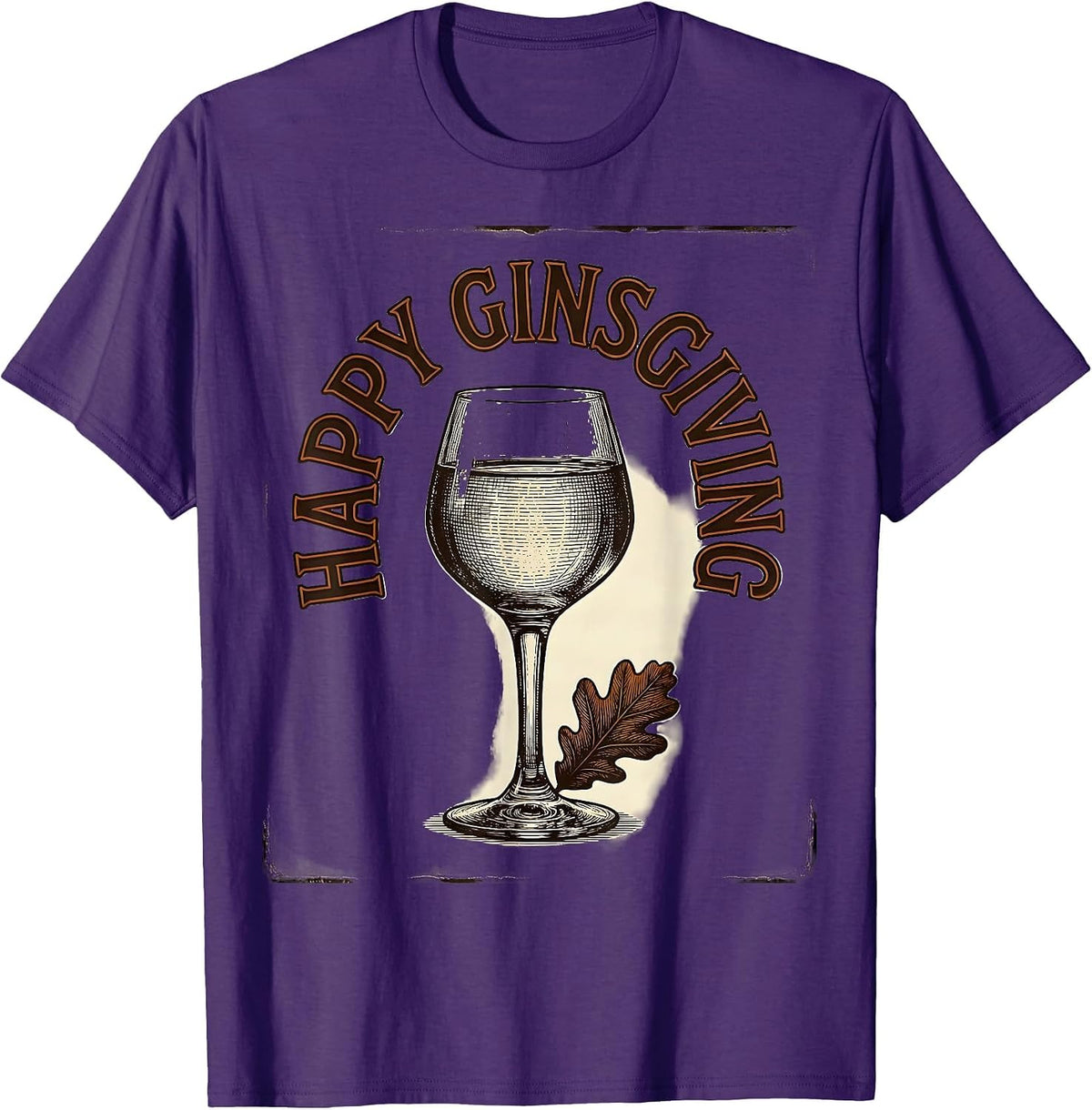 Happy Ginsgiving Vintage Drinking Humor Gin Lover Gifts T-Shirt - Purple