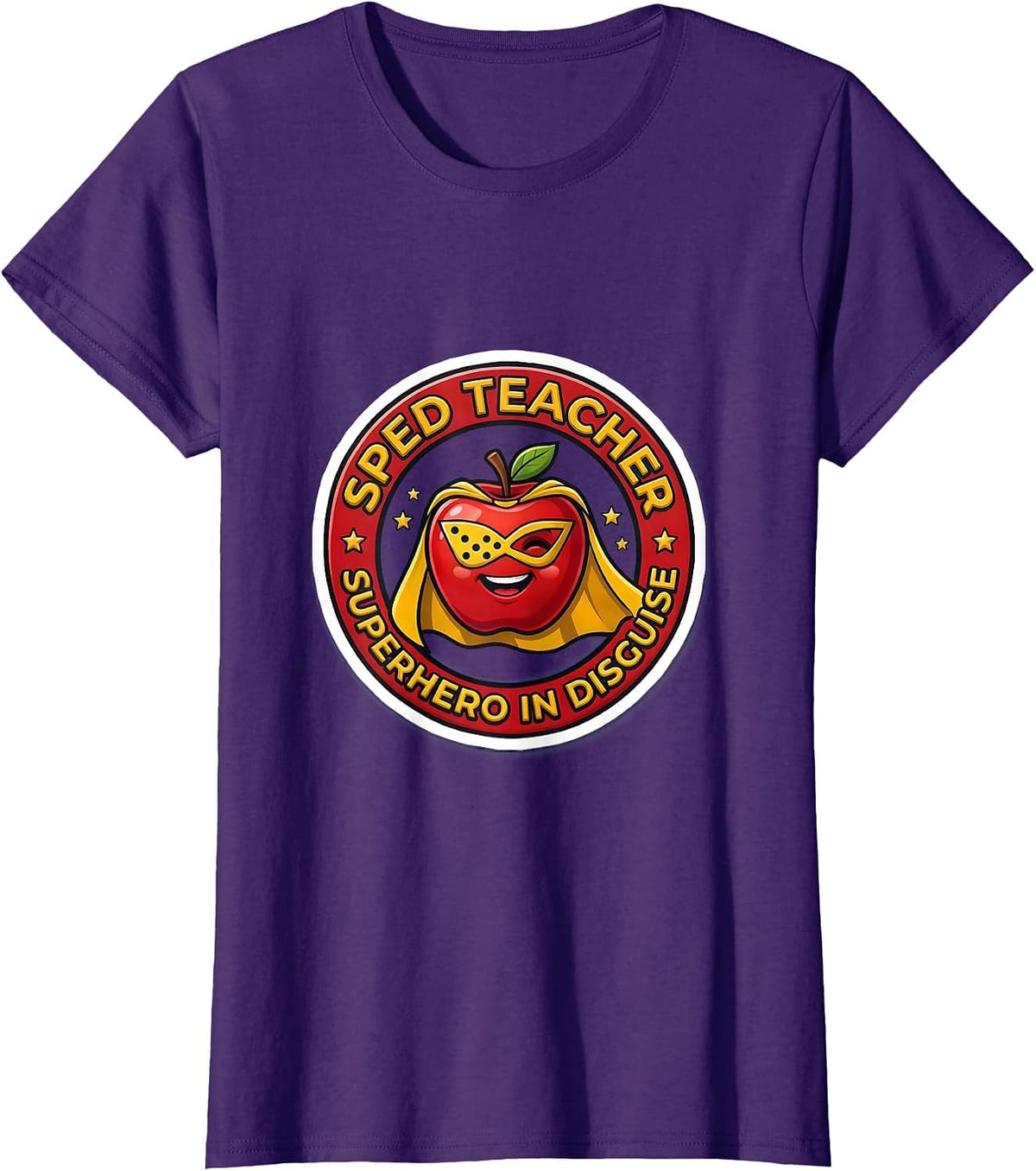 Women's Sped Teacher Superhero In Disguise Design T-Shirt - Purple