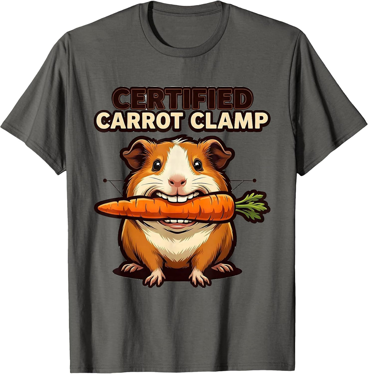Men's Certified Carrot Clamp Funny Guinea Pig Cavy Lover Humor T-Shirt - Asphalt Grey