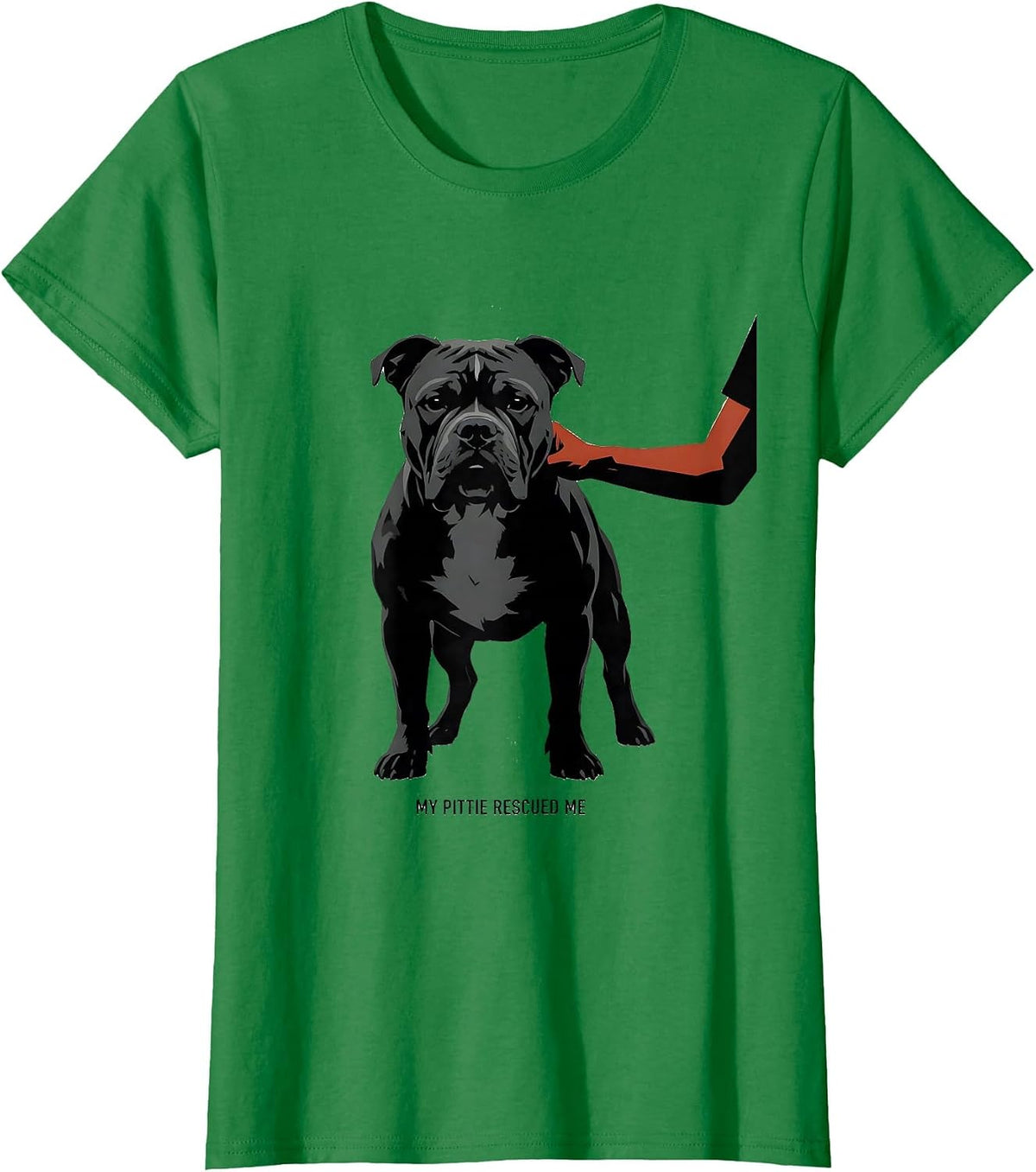 Women's My Pittie Rescued Me Funny Pitbull Dog Mom Gift T-Shirt - Kelly Green