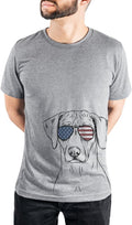 Inkopious Patriotic Ronan the Rhodesian Ridgeback Triblend T-Shirt - Unisex Grey Crew Neck