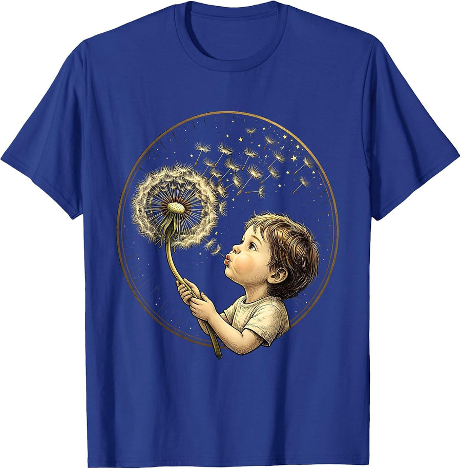 Down Syndrome Awareness Dandelion Starry Sky T-Shirt - Royal Blue