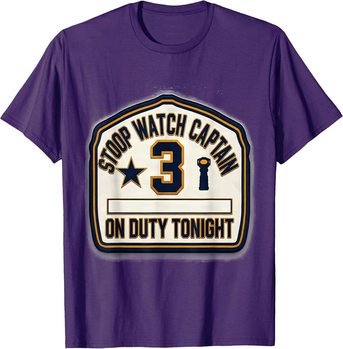 Stoop Watch Captain, On Duty Tonight Funny Halloween Police T-Shirt - Purple