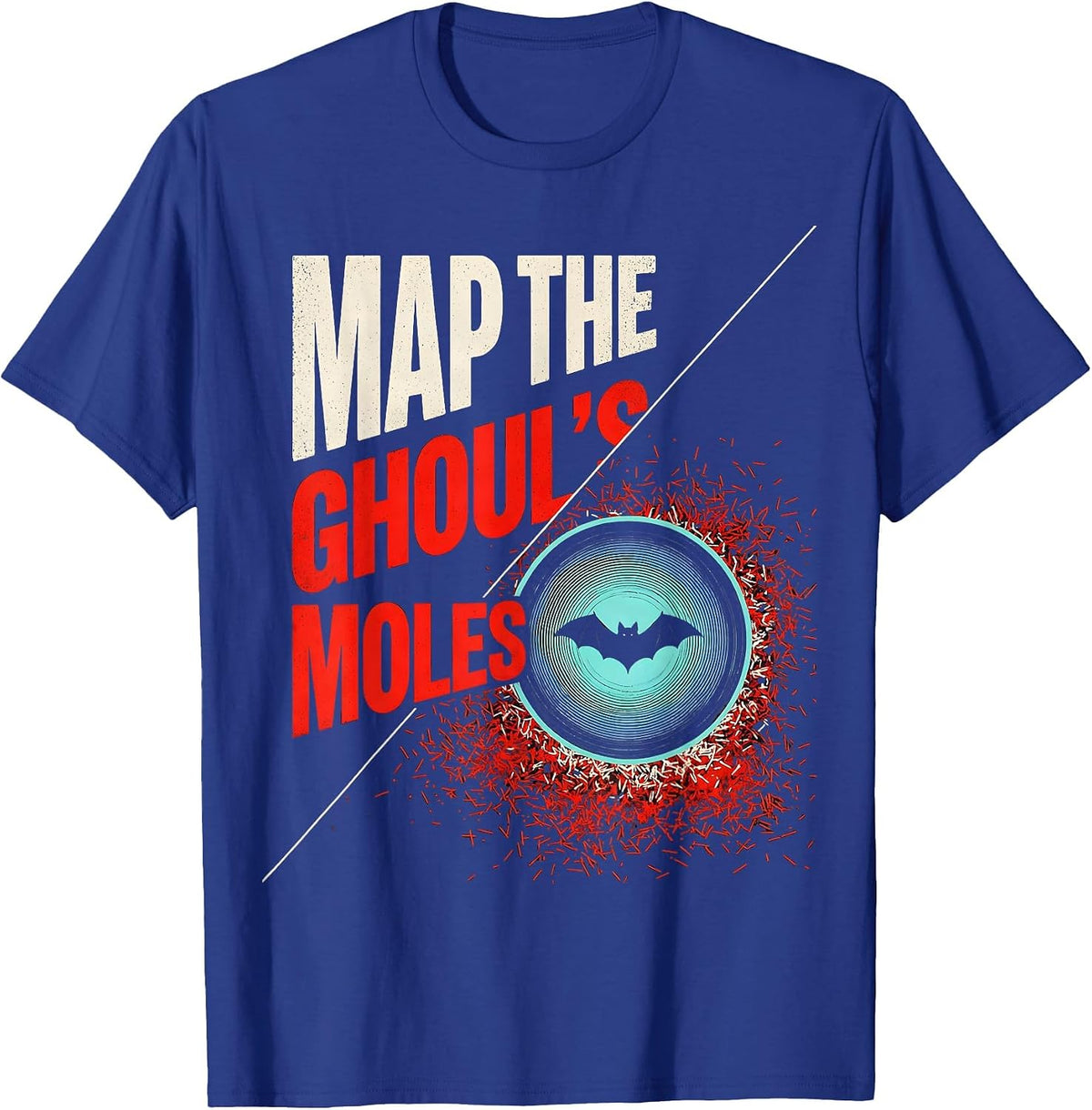 Map The Ghoul's Moles New Wave Dermatology Halloween Humor T-Shirt - Royal Blue