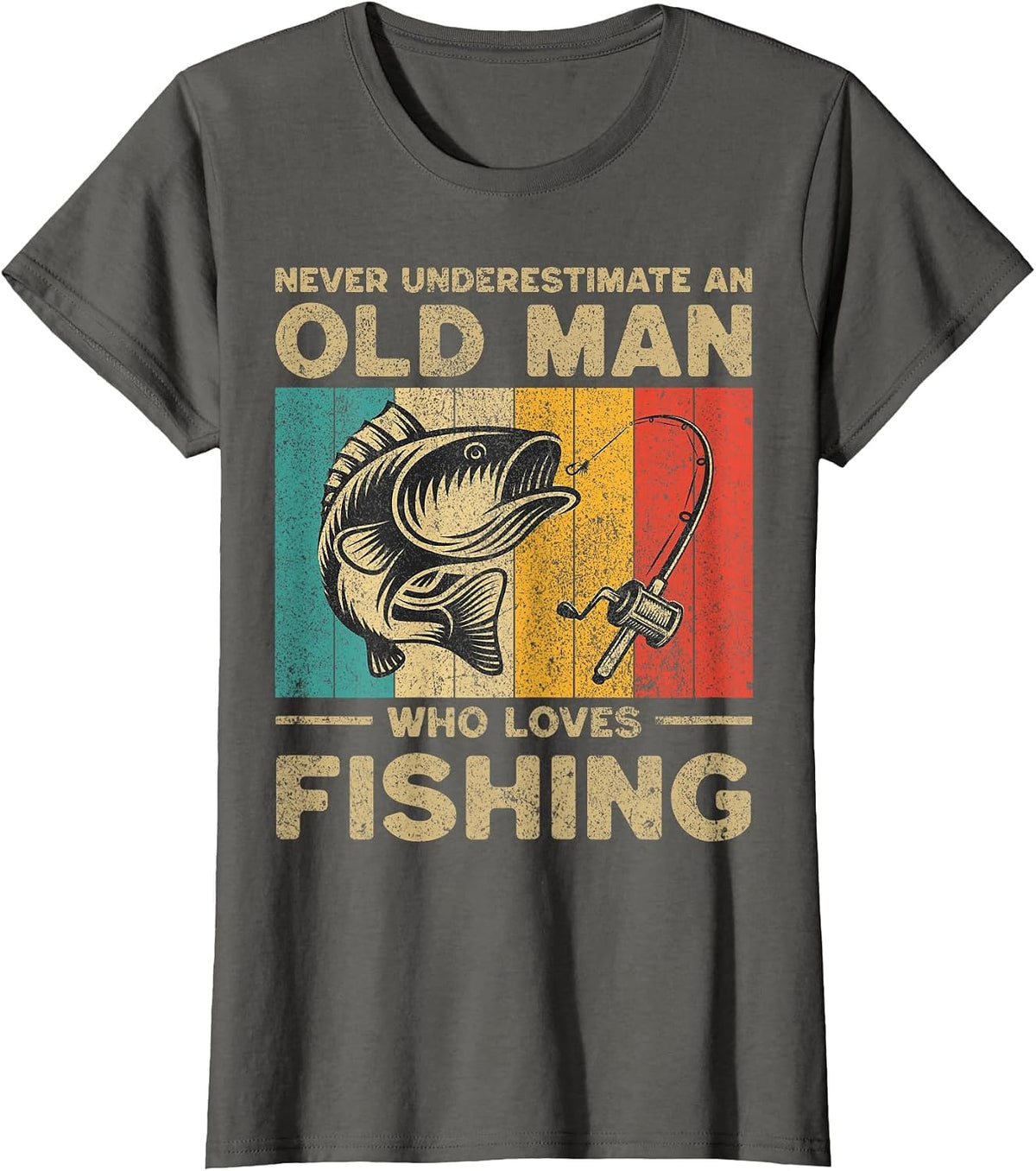 Funny Vintage Fishing Jokes Womens Mens Fisherman Bass Fish T-Shirt - Asphalt Grey