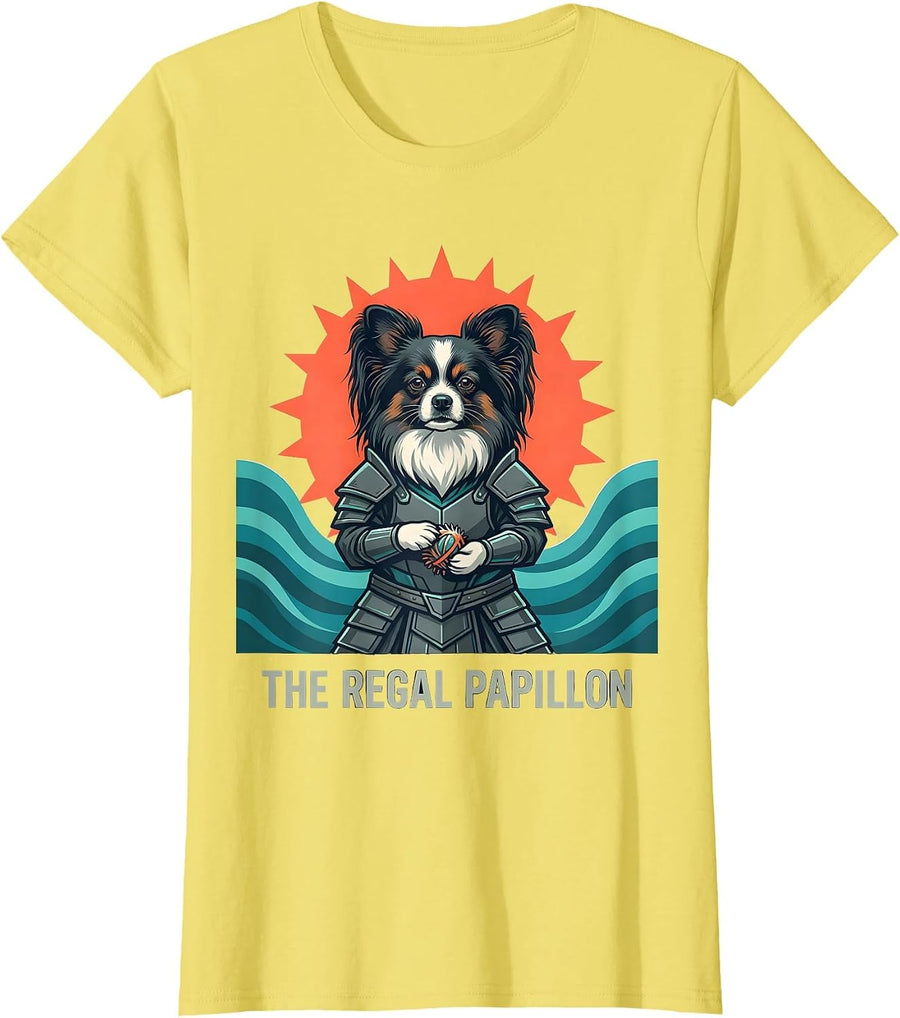 Women's The Regal Papillon Funny Anime Papillon Warrior Cat Lover T-Shirt - Lemon Yellow