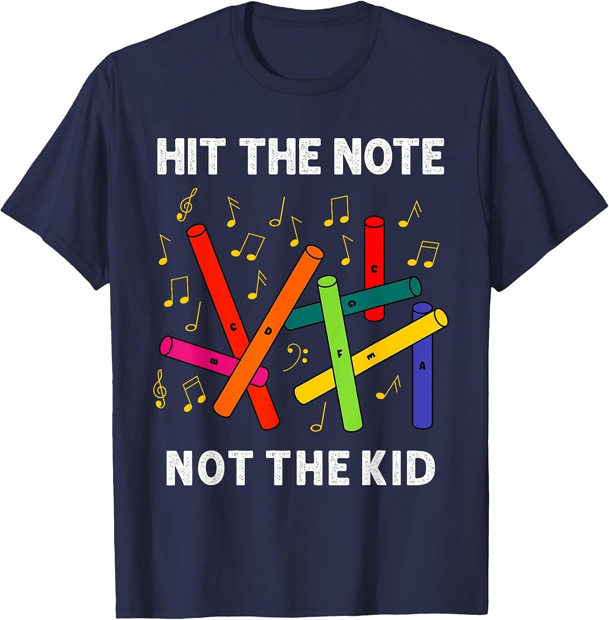 Teacher Elementary Music Classroom Funny Boomwhacker T-Shirt - Navy Blue