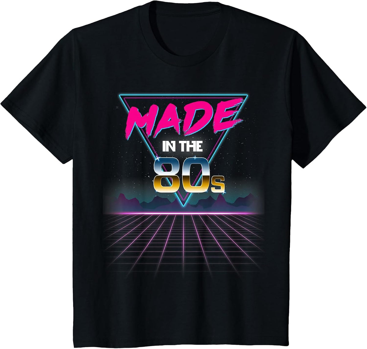 Made in The 80s Retro 80's Grid T-Shirt T-Shirt - Black