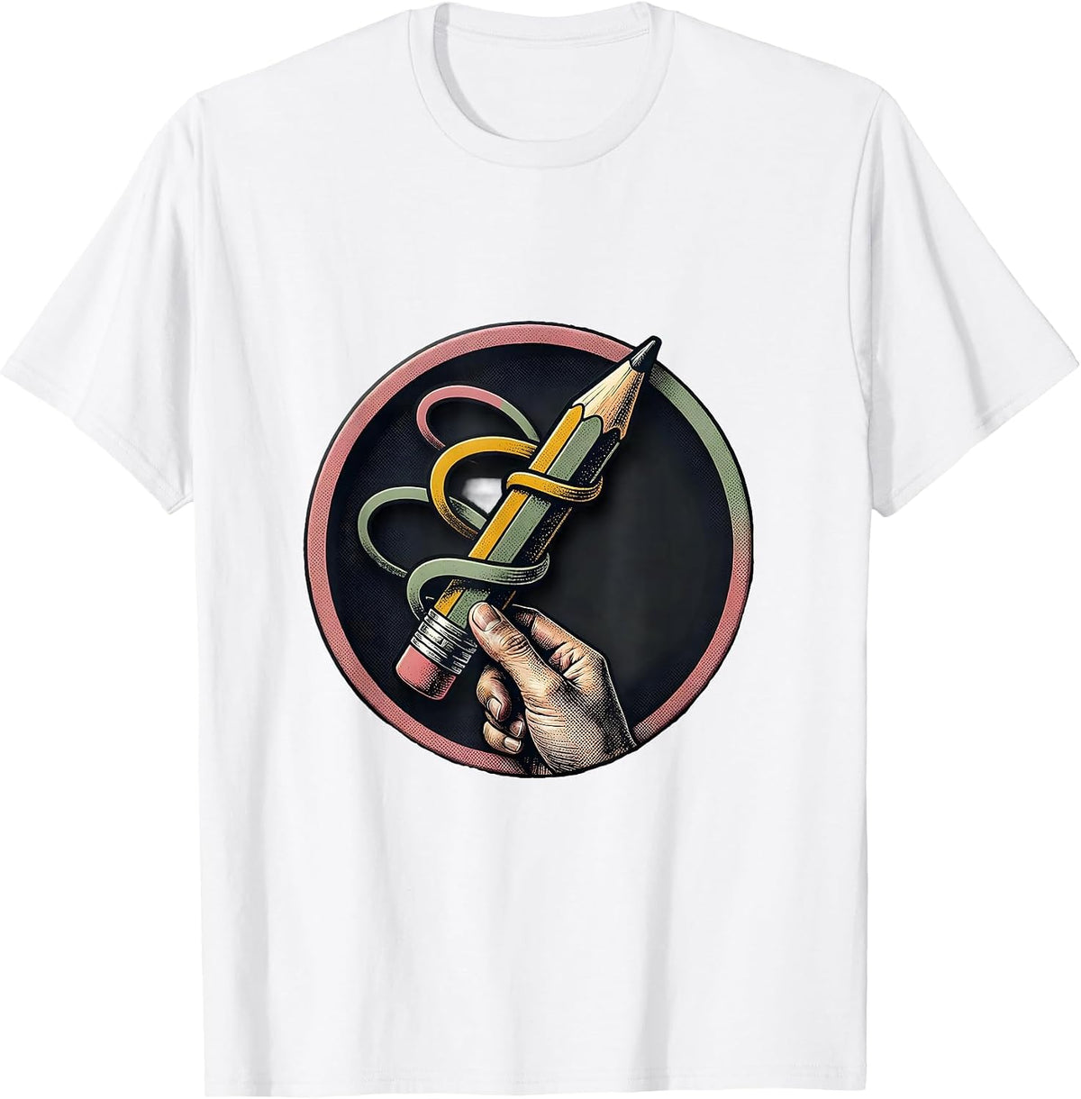 Men's Pencil Grip Occupational Therapy OT Month Workwear T-Shirt - White
