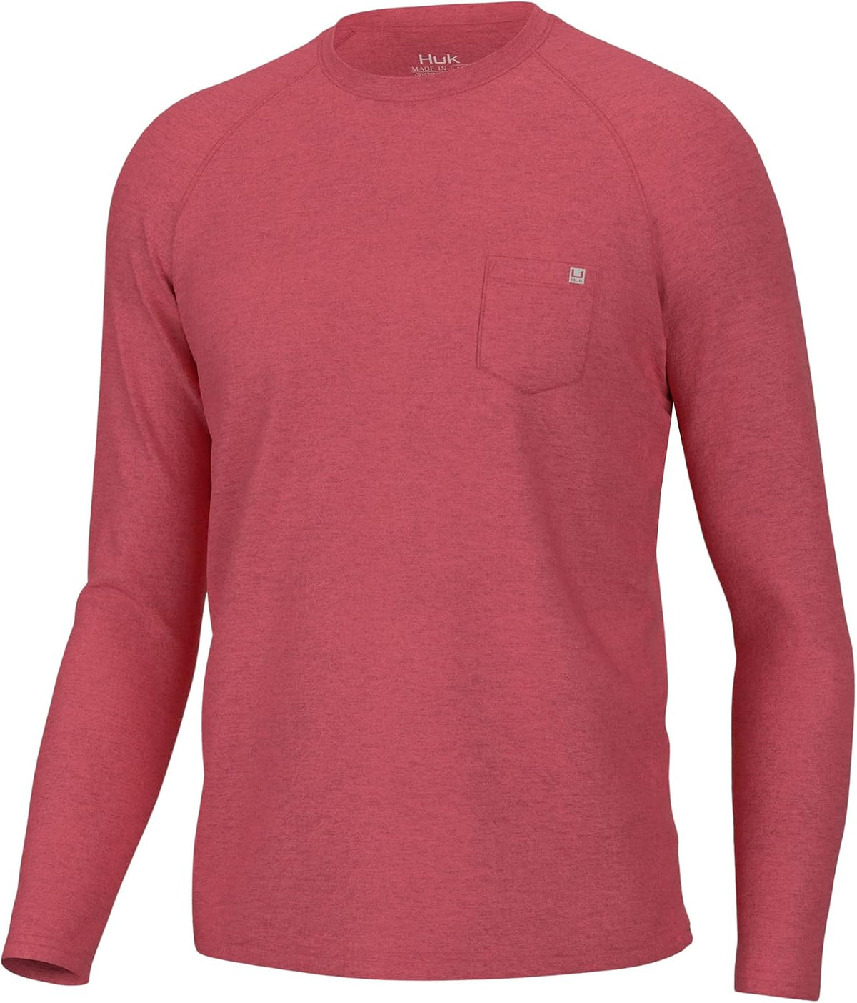HUK Men's Waypoint Long Sleeve Shirt, Performance Fishing Tee for Men - Sunwashed Red