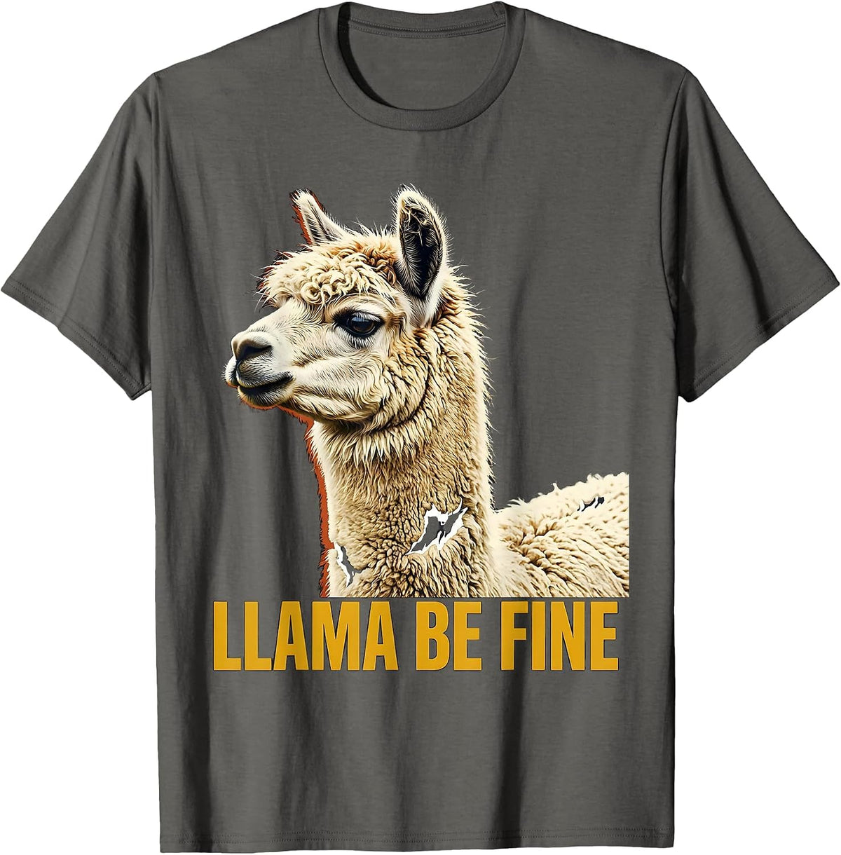 Llama Be Fine Funny Llama Alpaca Squad Humor T-Shirt - Asphalt Grey