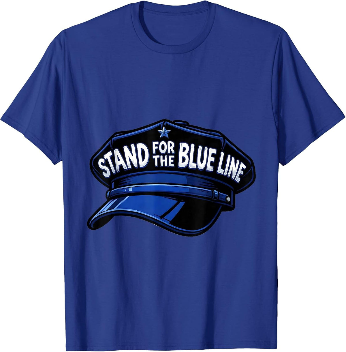 Men's Stand For The Blue Line Cartoon Police Support Thin Blue T-Shirt - Royal Blue